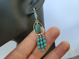 Unique Turquoise Chandelier Earrings, Natural Turquoise Statement Earrings, Long Dangle Earrings, Solid Sterling Silver Earrings - CroatianJewelryCraft