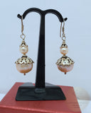 Peach Pearl Earrings, Simple Pearl Dangle Earrings, Sterling Silver Pearl Earrings, Bridesmaids Jewelry, Natural Pearl, Freshwater Pearl - CroatianJewelryCraft