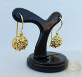 Traditional Croatian Earrings, 24k Gold Plated Filigree Half Ball Earrings, Gold Plated Sterling Metalwork, Ethno Wedding Jewelry - CroatianJewelryCraft