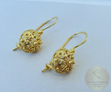 Traditional Croatian Earrings, 24k Gold Plated Filigree Half Ball Earrings, Gold Plated Sterling Metalwork, Ethno Wedding Jewelry - CroatianJewelryCraft