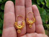 Traditional Croatian Solid Gold Hoop Earrings 14k, Dalmatian Wedding Jewelry - Recine, 14k Gold Filigree Hoops, 14k Dangle Hoops - CroatianJewelryCraft