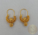Traditional Croatian Solid Gold Hoop Earrings 14k, Dalmatian Wedding Jewelry - Recine, 14k Gold Filigree Hoops, 14k Dangle Hoops - CroatianJewelryCraft