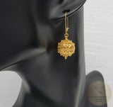 Traditional Croatian Solid 14k Gold Earrings, Dubrovnik Filigree Ball Earrings, LArge Gold Earrings, Statement Earrings, Bridal Earrings - CroatianJewelryCraft