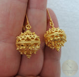 Traditional Croatian Solid 14k Gold Earrings, Dubrovnik Filigree Ball Earrings, LArge Gold Earrings, Statement Earrings, Bridal Earrings - CroatianJewelryCraft