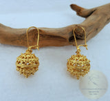 Traditional Croatian Solid 14k Gold Earrings, Dubrovnik Filigree Ball Earrings, LArge Gold Earrings, Statement Earrings, Bridal Earrings - CroatianJewelryCraft