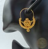Traditional Croatian Solid Gold Hoop Earrings 14k, Dalmatian Wedding Jewelry - Recine, 14k Gold Filigree Hoops, 14k Dangle Hoops - CroatianJewelryCraft