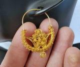 Traditional Croatian Solid Gold Hoop Earrings 14k, Dalmatian Wedding Jewelry - Recine, 14k Gold Filigree Hoops, 14k Dangle Hoops - CroatianJewelryCraft