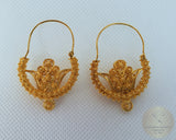 Traditional Croatian Solid Gold Hoop Earrings 14k, Dalmatian Wedding Jewelry - Recine, 14k Gold Filigree Hoops, 14k Dangle Hoops - CroatianJewelryCraft