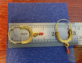 Dubrovnik Filigree Hoop Earrings, 14k Gold Red Coral Earrings, Traditional Croatian Solid 14k Gold Hoops, Mediterranean Coral Dangle Hoops - CroatianJewelryCraft