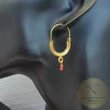 Dubrovnik Filigree Hoop Earrings, 14k Gold Red Coral Earrings, Traditional Croatian Solid 14k Gold Hoops, Mediterranean Coral Dangle Hoops - CroatianJewelryCraft