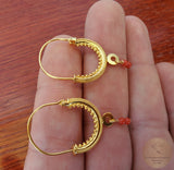 Dubrovnik Filigree Hoop Earrings, 14k Gold Red Coral Earrings, Traditional Croatian Solid 14k Gold Hoops, Mediterranean Coral Dangle Hoops - CroatianJewelryCraft