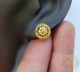 Ethnic Croatian Simple 14k Gold Stud Earrings, 14k Gold Earrings, Gold Filigree Studs, 14k Gold Studs, Gold Wedding Earrings - CroatianJewelryCraft