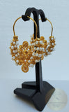 Traditional Croatian Solid Gold Hoop Earrings 14k, Dalmatian Wedding Jewelry - Recine, 14k Gold Filigree Hoops, White Pearl Dangle Hoops - CroatianJewelryCraft