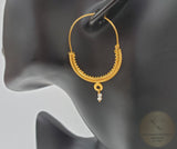 14k Gold Filigree Hoops, Traditional Croatian - Konavle Earrings, 14k Gold Earrings, White Pearl Dangle Hoops In 14k Gold, Wedding Jewelry - CroatianJewelryCraft