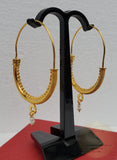 14k Gold Filigree Hoops, Traditional Croatian - Konavle Earrings, 14k Gold Earrings, White Pearl Dangle Hoops In 14k Gold, Wedding Jewelry - CroatianJewelryCraft