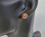 Traditional Croatian Rose Gold Earrings, Solid 14k Pink Gold Filigree Studs, Dubrovnik Filigree Half Ball 14k Gold Studs, Wedding Earrings - CroatianJewelryCraft