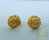 Ethnic Croatian Simple 14k Gold Stud Earrings, 14k Gold Earrings, Gold Filigree Studs, 14k Gold Studs, Gold Wedding Earrings - CroatianJewelryCraft