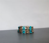 Multi Strand Blue Turquoise Bracelet, Statement Turquoise Bracelet, Solid Sterling Silver Blue Stone Bracelet, Natural Gemstone Bracelet - CroatianJewelryCraft