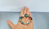 Chunky Turquoise Bracelet, Sterling Silver Bracelet w Handmade Claps, Gemstone Bracelet, Natural Turquoise Statement Bracelet - CroatianJewelryCraft