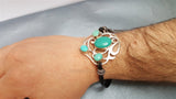 Mens Turquoise Bracelet, Men's Bracelet, Sterling Silver & Natural Leather Bracelet, Genuine Gemstone Bracelet, Jewelry For Men - CroatianJewelryCraft