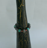 Natural Turquoise Bracelet, Black  Freshwater Pearl Bracelet, Untreated Mediterranean Red Coral Bracelet, Beaded Gemstone Bracelet Sterling - CroatianJewelryCraft
