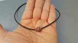 Dainty Single Pearl Enamel Necklace, Floating Pendant Necklace, Sterling Silver Red and Blue Pendant Necklace - CroatianJewelryCraft