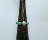 Chunky Turquoise  Bracelet, Sterling Silver Bracelet w Handmade Flower Element, Gemstone Bracelet, Natural Turquoise Statement Bracelet - CroatianJewelryCraft