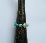 Chunky Turquoise  Bracelet, Sterling Silver Bracelet w Handmade Flower Element, Gemstone Bracelet, Natural Turquoise Statement Bracelet - CroatianJewelryCraft