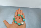 Chunky Turquoise  Bracelet, Sterling Silver Bracelet w Handmade Flower Element, Gemstone Bracelet, Natural Turquoise Statement Bracelet - CroatianJewelryCraft