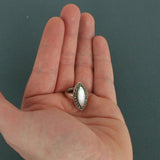 Oval Mother of Pearl Ring, Sterling Silver Ring, White Pearl Nacre Ring, Handmade Ring, Bezel Ring, Womens Ring, Marcasite Ring, Fine Rings - Traditional Croatian Jewelry