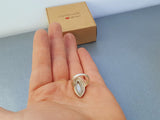 Oval Mother of Pearl Ring, Sterling Silver Ring, White Pearl Nacre Ring, Handmade Ring, Bezel Ring, Womens Ring, Marcasite Ring, Fine Rings - Traditional Croatian Jewelry