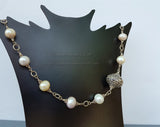 Beaded Multi Color Pearl Necklace,  Freshwater Pearl Necklace, Unique Pearl Wedding Jewelry, Sterling Silver Necklace, Silver Ball Necklace - Traditional Croatian Jewelry