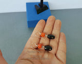 Faceted Black Onyx Earrings, Orange Coral Drop Earrings, Black Stone Earrings, Rustic Earrings, Untreated Mediterranean Coral & Sterling Slv - Traditional Croatian Jewelry