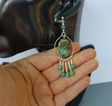 Turquoise Chandelier Earrings, Natural Turquoise Statement Earrings, Long Dangle Earrings, Solid Sterling Silver Earrings, Unique Earrings - Traditional Croatian Jewelry