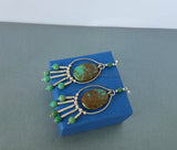 Turquoise Chandelier Earrings, Natural Turquoise Statement Earrings, Long Dangle Earrings, Solid Sterling Silver Earrings, Unique Earrings - Traditional Croatian Jewelry