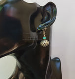 Sterling Silver Turquoise Earrings, Natural Gemstone Earrings, Silver Ball Earrings, Handmade Dangle Earrings - Traditional Croatian Jewelry