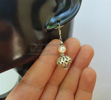 Peach Pearl Earrings, Simple Pearl Dangle Earrings, Filigree Earrings, Silver Ball Earrings, Sterling  Pearl Earrings, Bridesmaids Jewelry - Traditional Croatian Jewelry