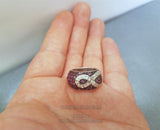 Eternity Ring, Infinity Knot Silver Ring, Love Ring, Pink Ring, Multi-color Zircon Ring, CZ Ring, Sterling Silver Ring - Traditional Croatian Jewelry