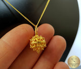 14k Gold Pendant, Croatian Filigree Ball Pendant, Dubrovnik Jewelry, Gold Filigree Pendant Necklace, Gold Bridal Jewelry, Vintage  Jewelry