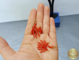 Mediterranean Red Coral Branch Earrings, Solid 14k Gold Statement Earrings, One of a kind Chandelier Earrings, Handcrafted Bridal Earring - CroatianJewelryCraft