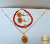14k Gold Pendant, Croatian Filigree Ball Pendant, Dubrovnik Jewelry, Gold Filigree Pendant Necklace, Gold Bridal Jewelry, Vintage  Jewelry