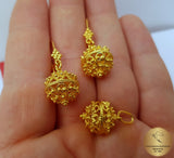 14k Gold Pendant, Croatian Filigree Ball Pendant, Dubrovnik Jewelry, Gold Filigree Pendant Necklace, Gold Bridal Jewelry, Vintage  Jewelry