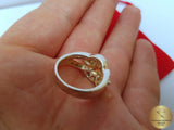 Fire Opal Ring w White Topaz & CZ, Sterling Silver Ring, Flower Ring, Pink Opal Ring, Rose CZ Ring, October Birthstone Ring, Women's Ring - Traditional Croatian Jewelry