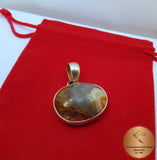 Oval Shaped Crazy Lace Agate Pendant, Sterling Silver Natural Gemstone Pendant, Handmade Jewelry - Traditional Croatian Jewelry