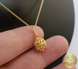14k Gold Minimalist Pendant, Croatian Filigree Ball Pendant Necklace, Solid Gold Dainty Pendant, Dubrovnik Filigree Pendant