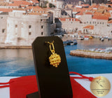 14k Gold Minimalist Pendant, Croatian Filigree Ball Pendant Necklace, Solid Gold Dainty Pendant, Dubrovnik Filigree Pendant