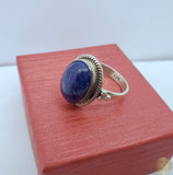 Dark Blue Stone Ring, Lapis Ring, Simple Silver Ring, Natural Gemstone Ring, Sterling Silver Lapis Lazuli Ring, Womens Ring