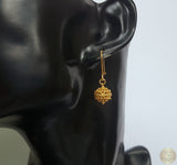 Handmade Croatian 14k Gold Filigree Earrings, Dubrovnik Gold Ball Earrings, Unique Traditional Ethnic Wedding Jewelry, Dangle Gold Earrings