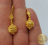 14k Gold Earrings, Traditional Croatian Gold Filigree Earrings, Dubrovnik Gold Ball Earrings, 14 k Gold Earrings, Wedding Gold Earrings