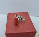 Red Coral Ring, Light Handmade Ring, Simple Ring, Red Stone Ring, Precious Mediterranean Coral, Sterling Silver Ring, Womens Ring, Red Ring